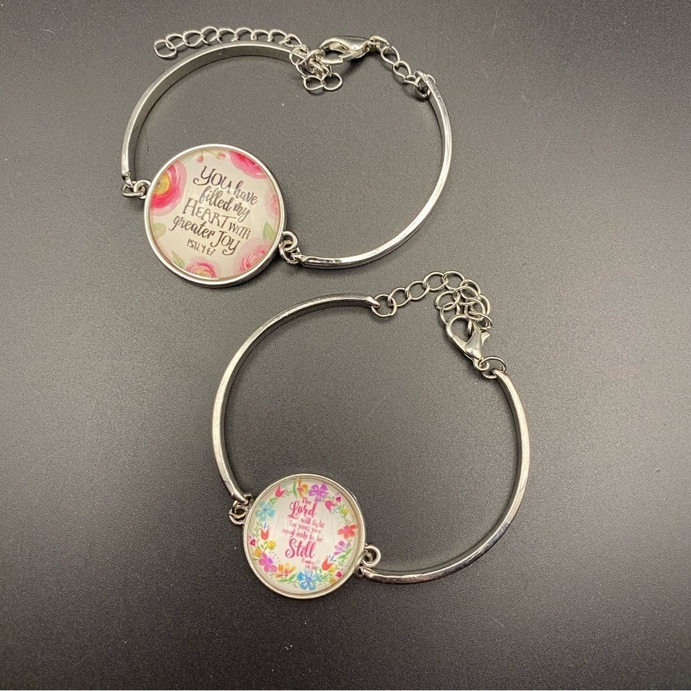 FREE Silver tone Christian adjustable bracelet set